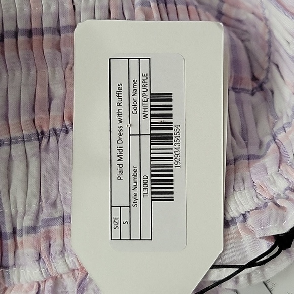 NWT English Factory Plaid Midi Dress Size Small White Pink Purple - Picture 9 of 11